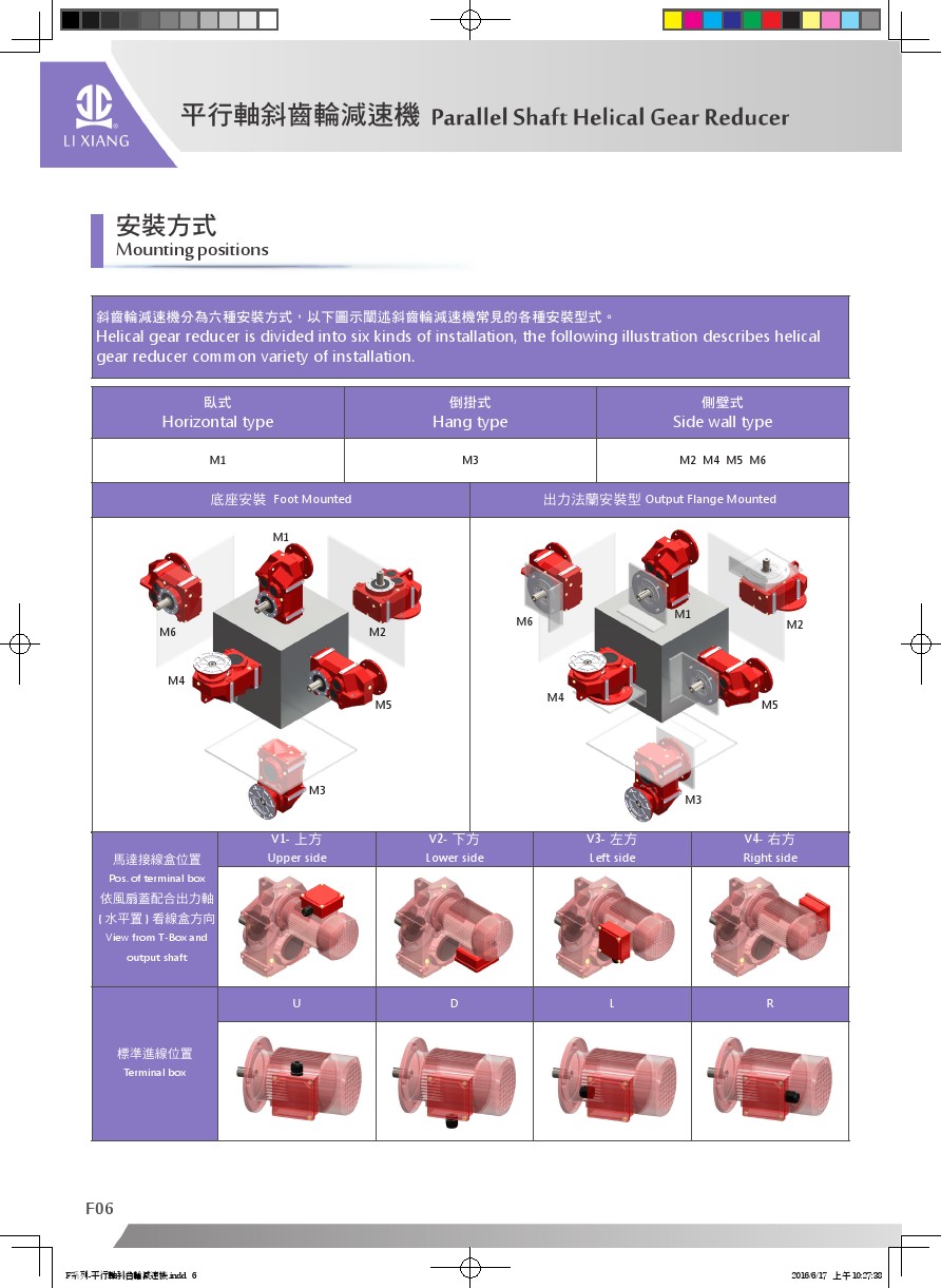 F系列平行軸斜齒輪減速機_安裝方式